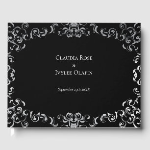 Silver & Black Swirl Gothic Wedding Guest Book