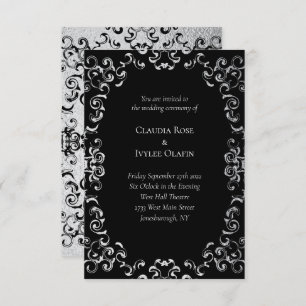 Silver & Black Swirl Gothic Wedding Invitation