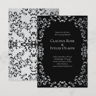 Silver & Black Swirl Gothic Wedding Invitation
