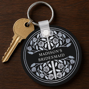 Silver Black Sword Bridesmaid Royal Wedding Gift Key Ring