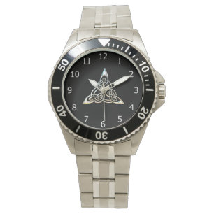 Silver Black Triangle Spirals Celtic Knot Design Watch