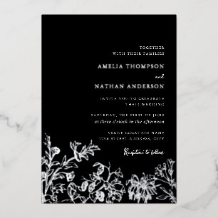 Silver Black Vintage Floral Elegant Wedding