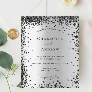 Silver black wedding invitation
