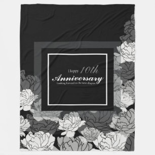 Silver, black, white 10th anniversary fleece blank