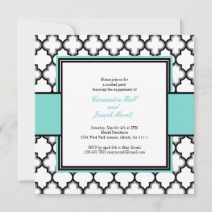 Silver, Black & White Invitation Blue