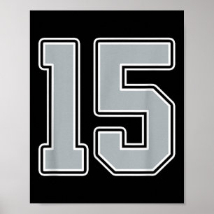 Silver Black White Number 15 Jersey Player Uniform Poster