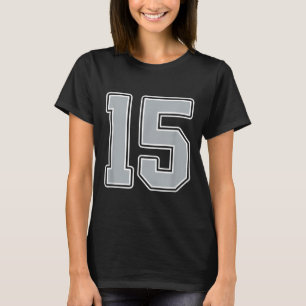 Silver Black White Number 15 Jersey Player Uniform T-Shirt