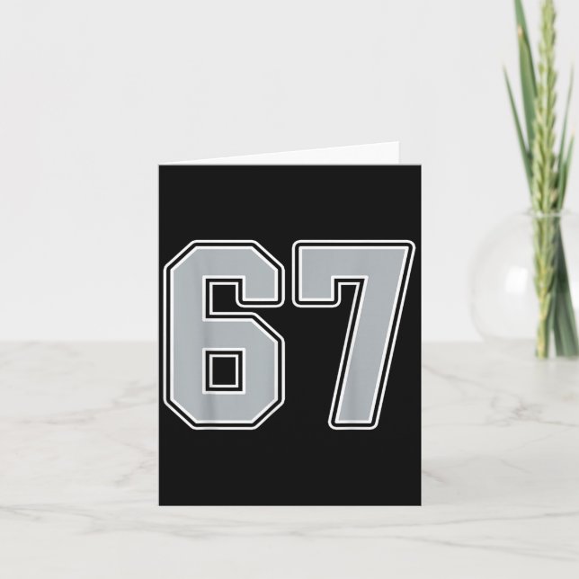 Silver Black White Number 67 Jersey Player Uniform Card (Front)