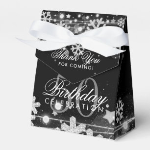 Silver Black Winter 50th Birthday Thank You Favour Box