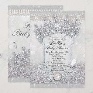 Silver Bling Glitter Baby Shower Invitations