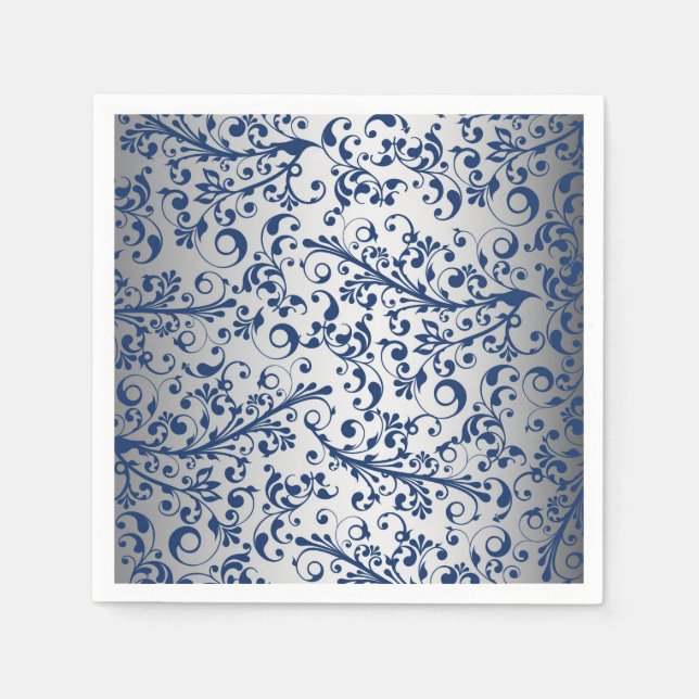 Silver Blue Abstract Napkin (Front)
