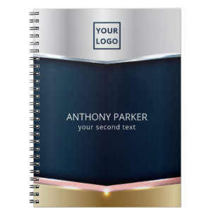 Silver Blue And Gold Metallic Background Notebook