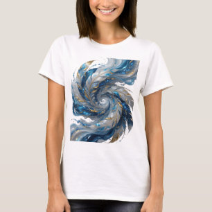 Silver BLUE AND WHITE FEATHERS WITH GOLDEN ACCENTS T-Shirt