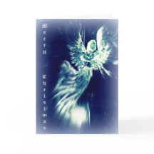 Silver blue angel Christmas card Christian message