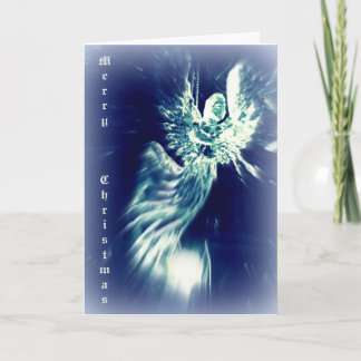 Silver blue angel Christmas card Christian message