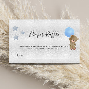 Silver blue baby shower boy diaper raffle ticket enclosure card