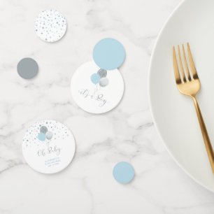 Silver & Blue Balloons Boy Baby Shower Confetti