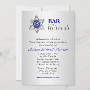 Silver blue bar mitzvah celebrations invitation