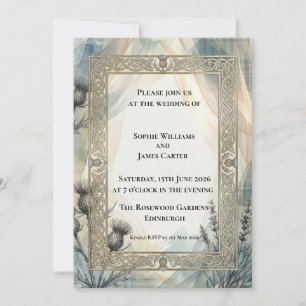 Silver Blue Baroque Wedding Invitation