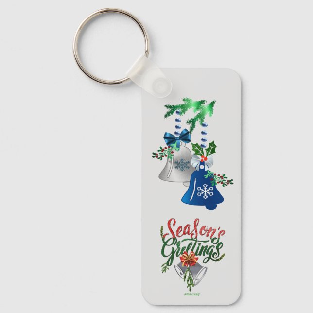Silver & Blue Bells Christmas : Key Ring (Front)