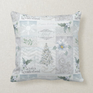 Silver Blue Christmas decor Pillow