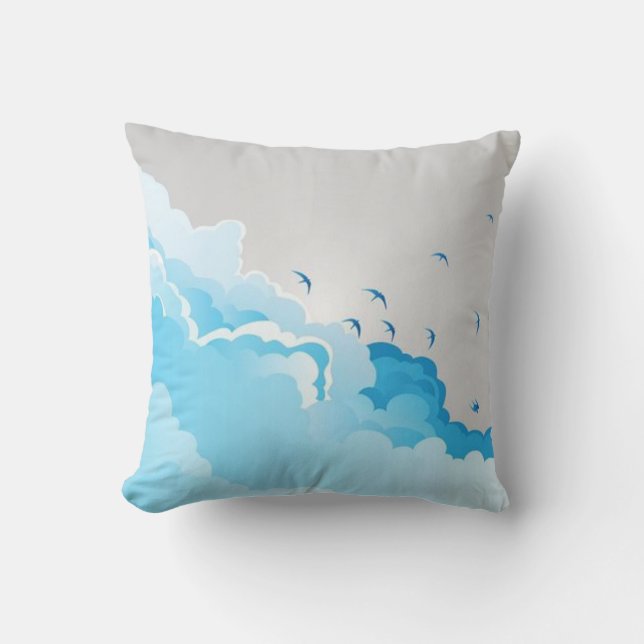Silver Blue Cloud Lining Throw Pillow (Front)