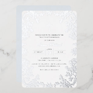 Silver Blue Cross Vintage First Communion