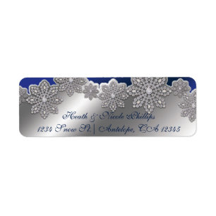 Silver & Blue Crystal Snowflake Winter Labels