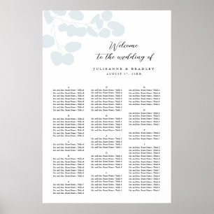 Silver Blue Eucalyptus Greenery Seating Chart