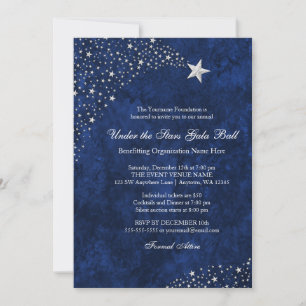 Silver Blue Falling Stars Gala Ball Invitations