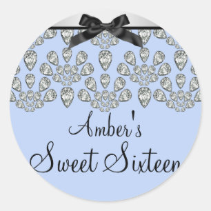 Silver & Blue Forever Diamonds Sweet 16 Sticker