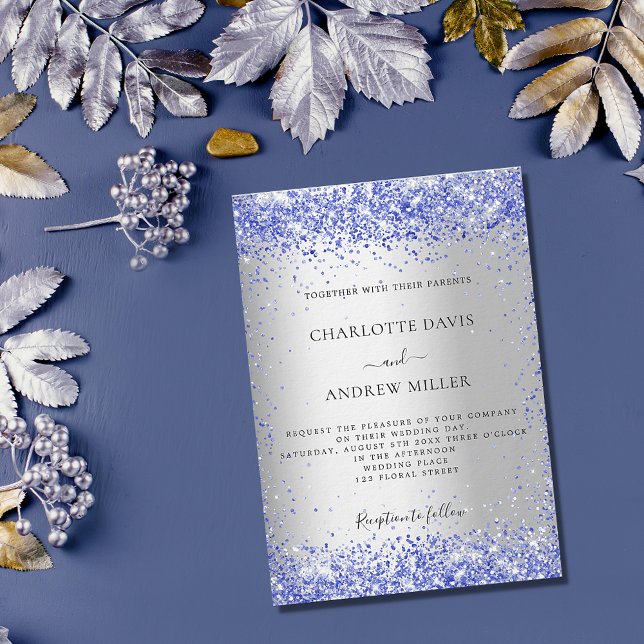 Silver blue formal luxury wedding invitation (Creator Uploaded)