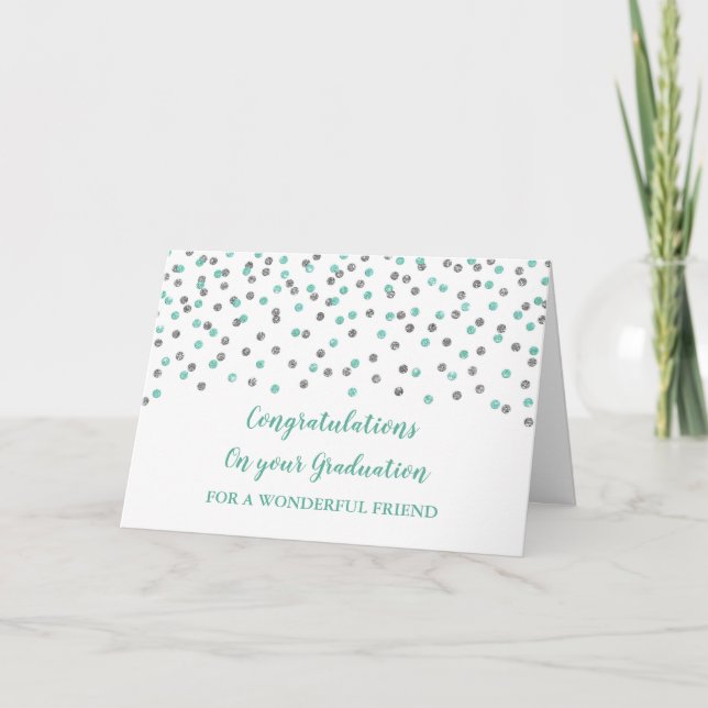 Silver Blue Friend Congratulations Graduation Card (Front)