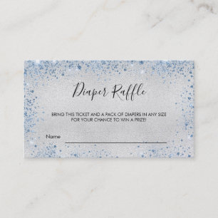 Silver blue glitter boy diaper raffle ticket