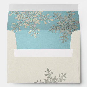 Silver Blue Ivory Snowflake Winter Wedding A7 Envelopes