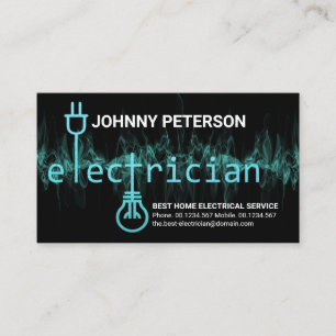 Silver Blue Lightning Electrician Signage Circuit Business Card