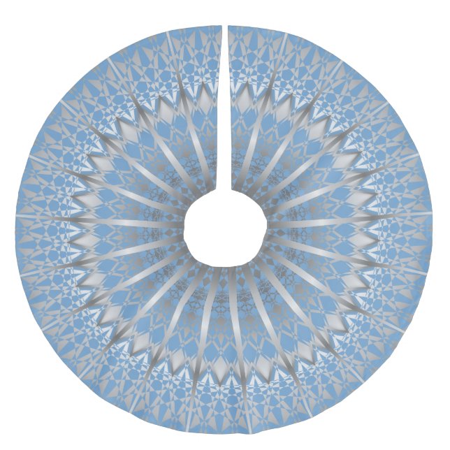 Silver Blue Mandala | Brushed Polyester Tree Skirt (Front)