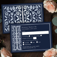 Silver Blue Mediaeval Sword Wedding RSVP