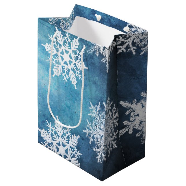 Silver & Blue Medium Gift Bag (Front Angled)