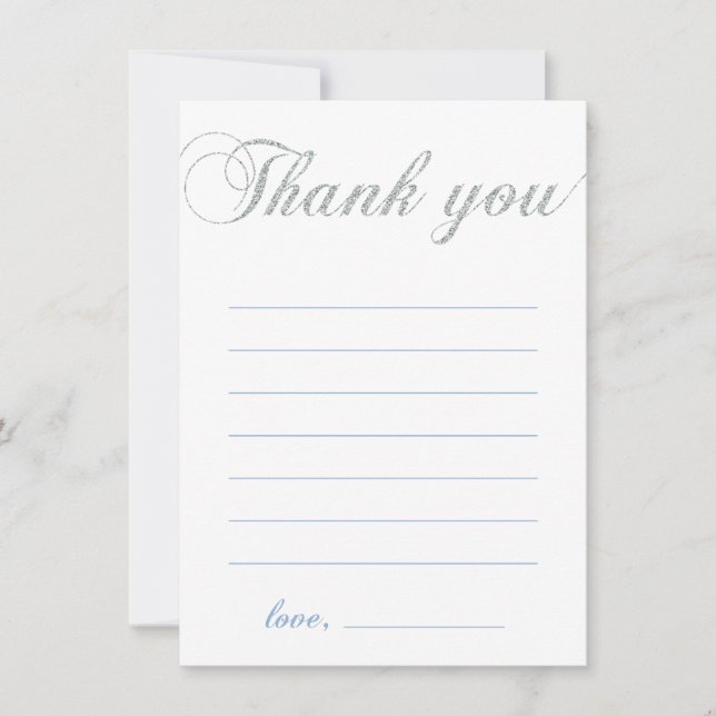 Silver & Blue | Modern Boy Party Thank You Note (Front)
