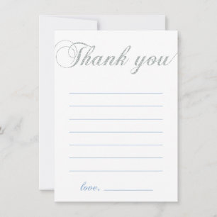 Silver & Blue   Modern Boy Party Thank You Note Card