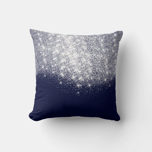 Silver Blue Navy Grey Glitter Makeup Artist Beauty Cushion (Front)