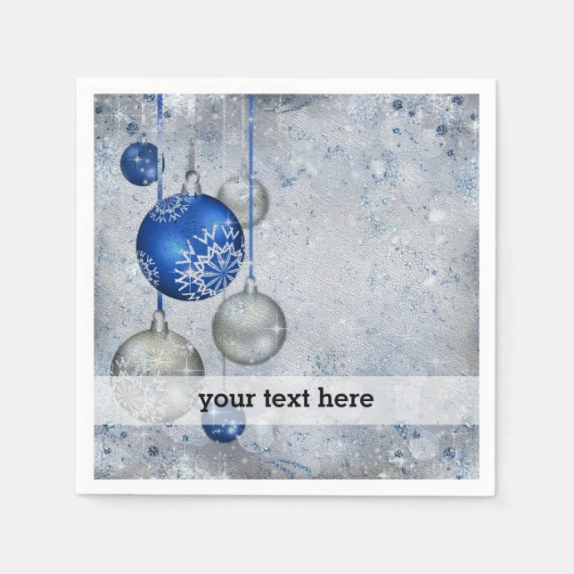 Silver blue ornaments napkin (Front)