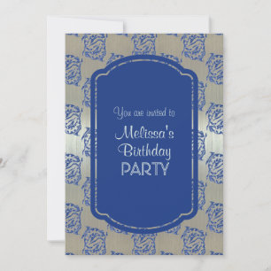 Silver Blue Pisces Fish Birthday Party Invitations