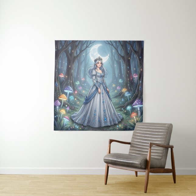Silver blue princess in the forest tapestry (In Situ)