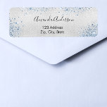 Silver blue return address<br><div class="desc">A faux silver looking background with blue confetti. Personalise and add your name and address. Perfect for a bridal shower,  baby shower or birthday party invitations.</div>