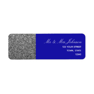 Silver Blue Return Address Label