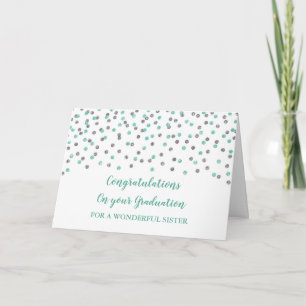 Silver Blue Sister Congratulations Graduation Card