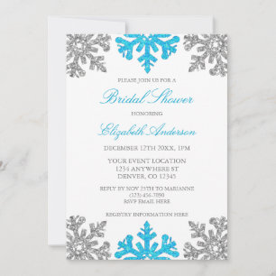 Silver Blue Snowflake Bridal Shower Invitation