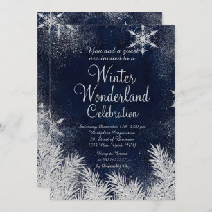 Silver blue snowflake corporate winter wonderland2 invitation